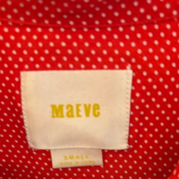 Anthropologie Maeve Red Polka Dot Blouse Small - Picture 6 of 9